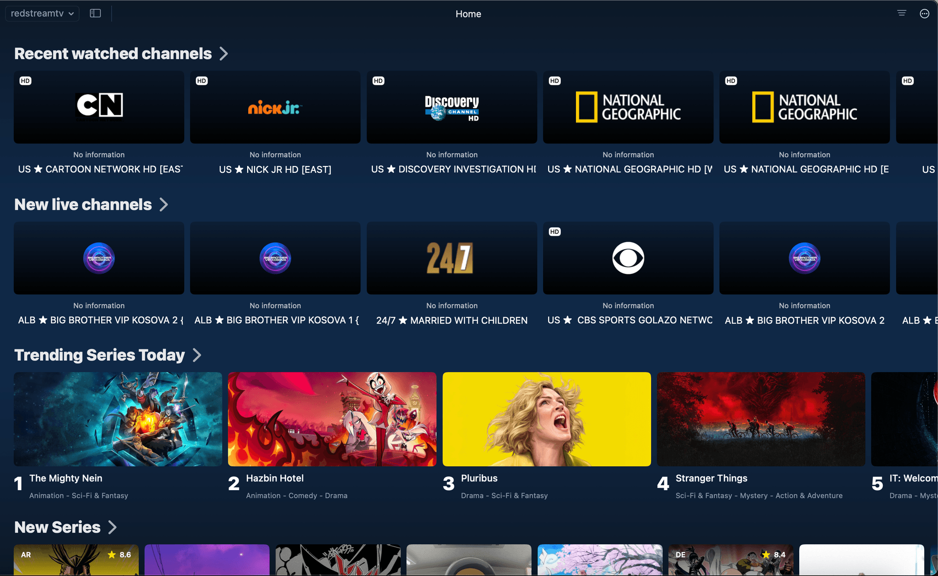 Interface TV en direct avec guide électronique des programmes